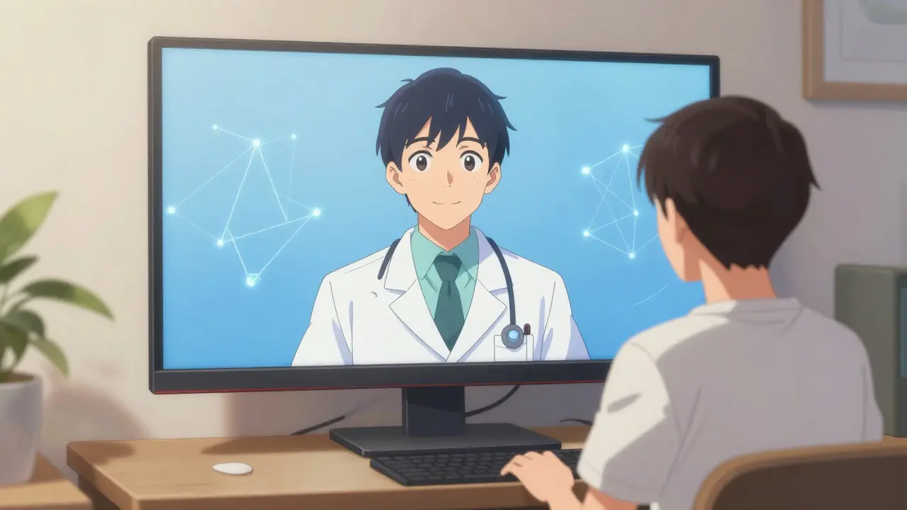 Patient having video call with doctor online