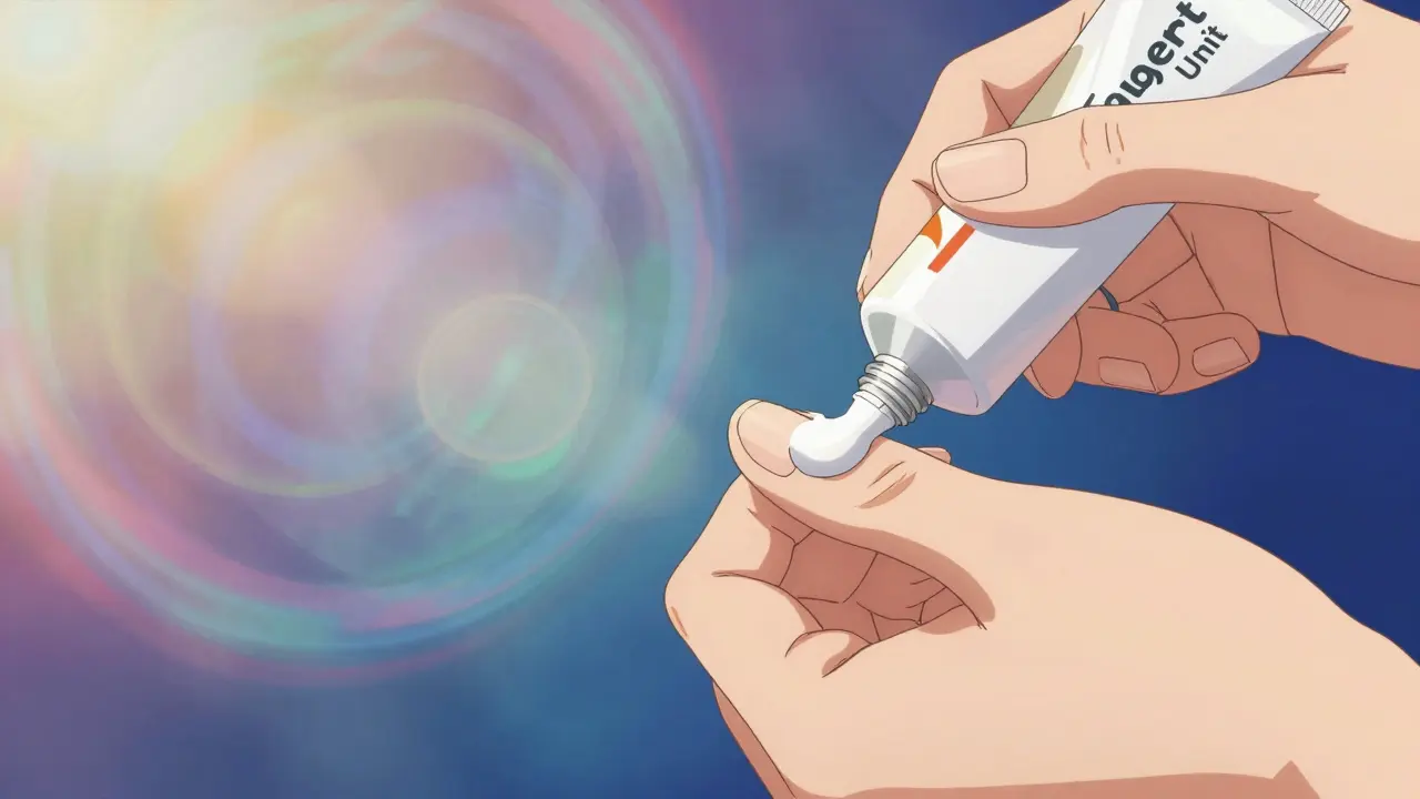 Hand demonstrating the fingertip unit measurement method