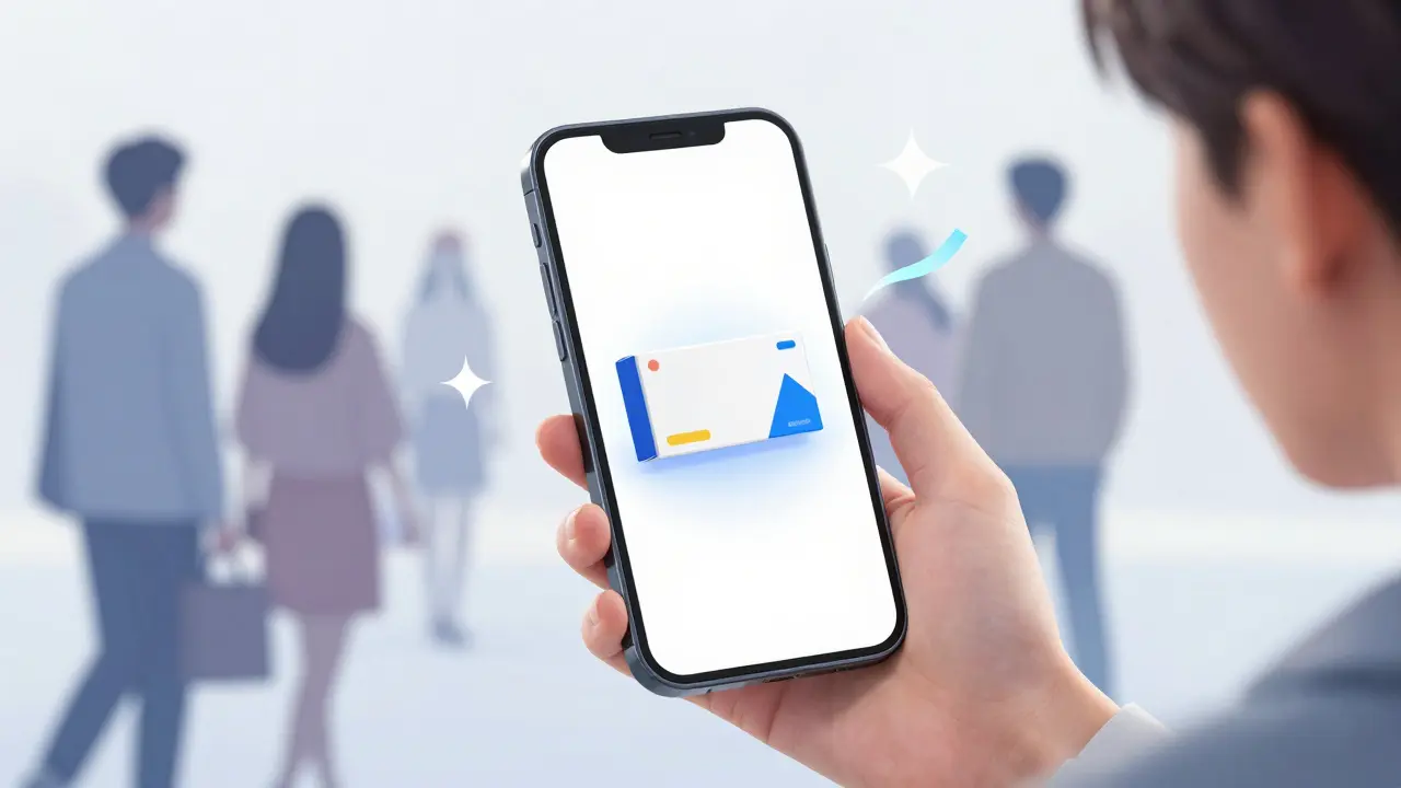 Hand holding phone with generic medicine, surrounded by sparkling savings effects in anime style.