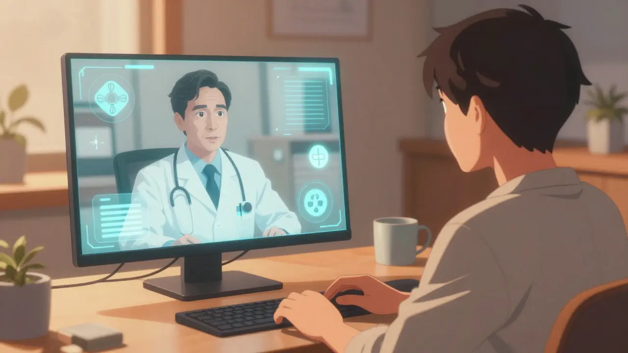 Telehealth doctor consult in anime style