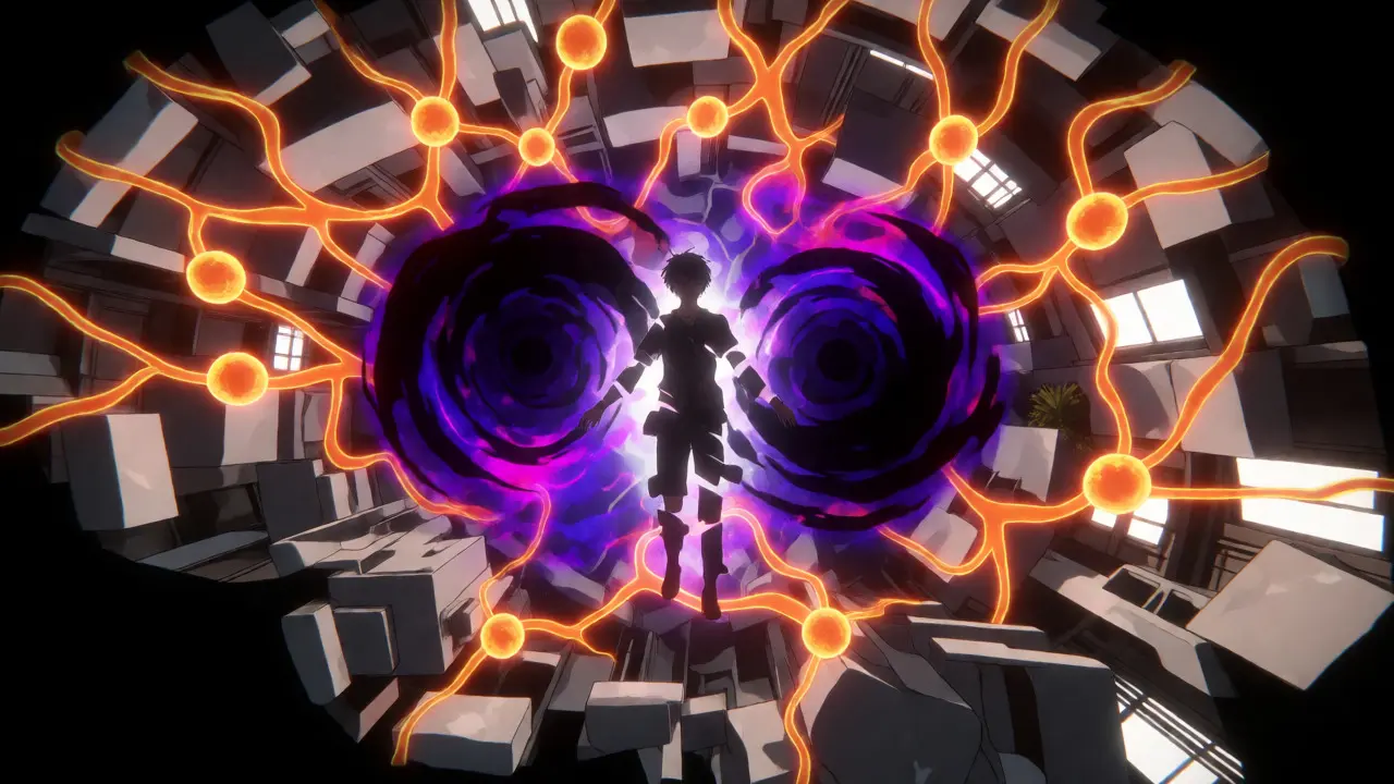 Abstract anime visualization of dopamine surges and brain stress caused by corticosteroids